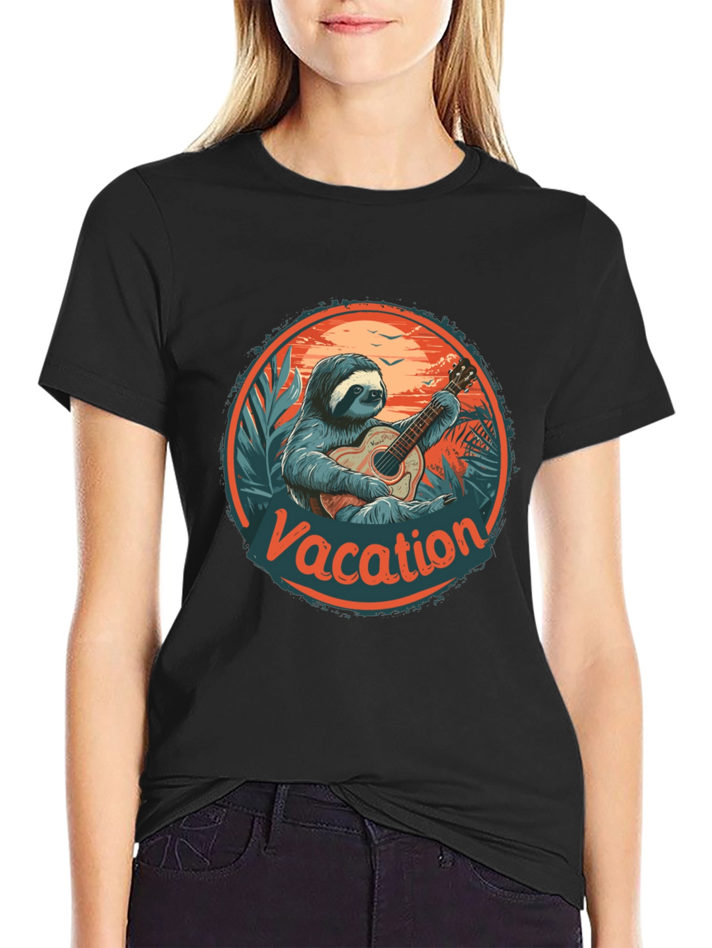Vacation Sloth Guitar T-Shirt - Island Vibes