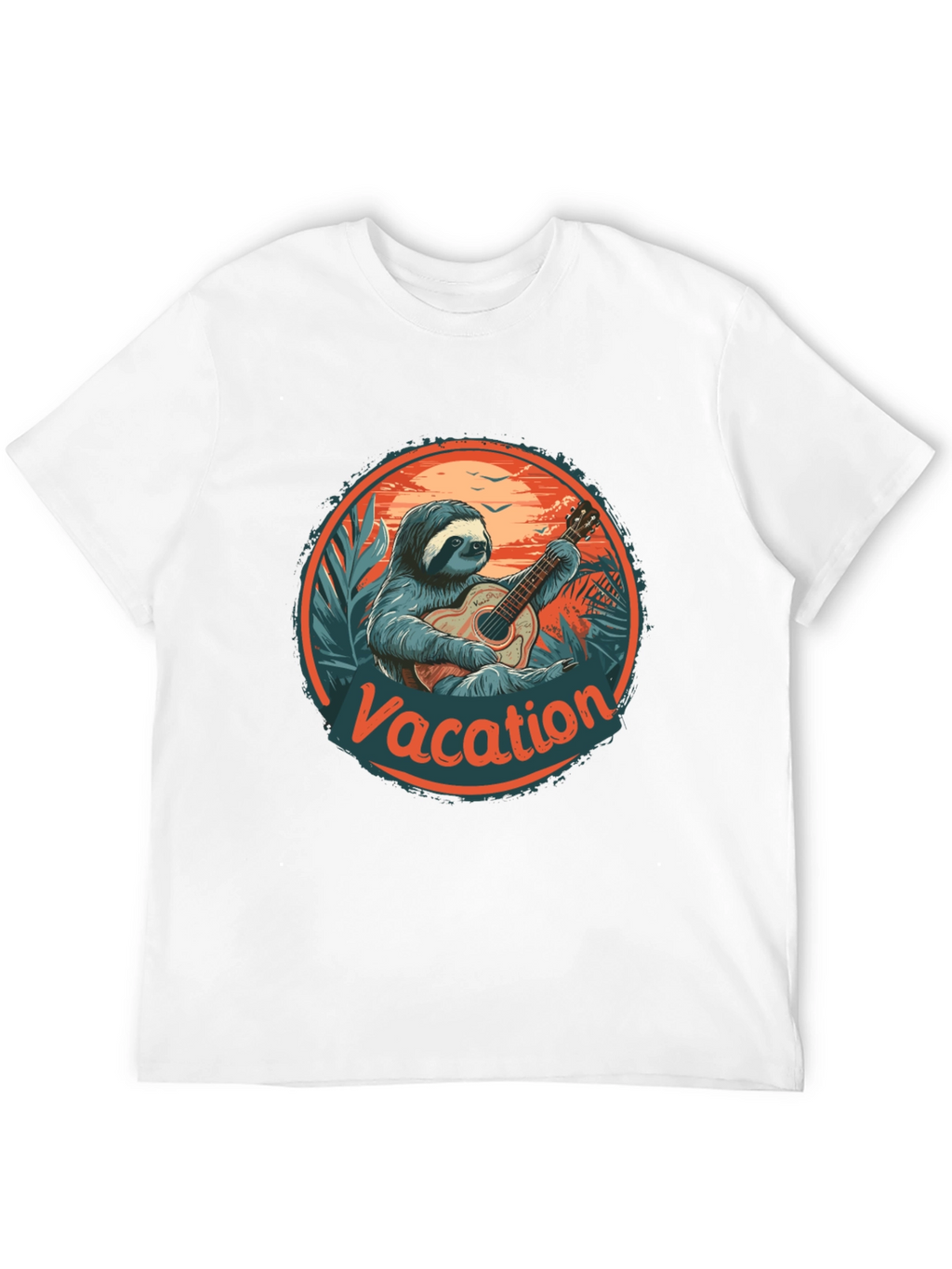 Vacation Sloth Guitar T-Shirt - Island Vibes