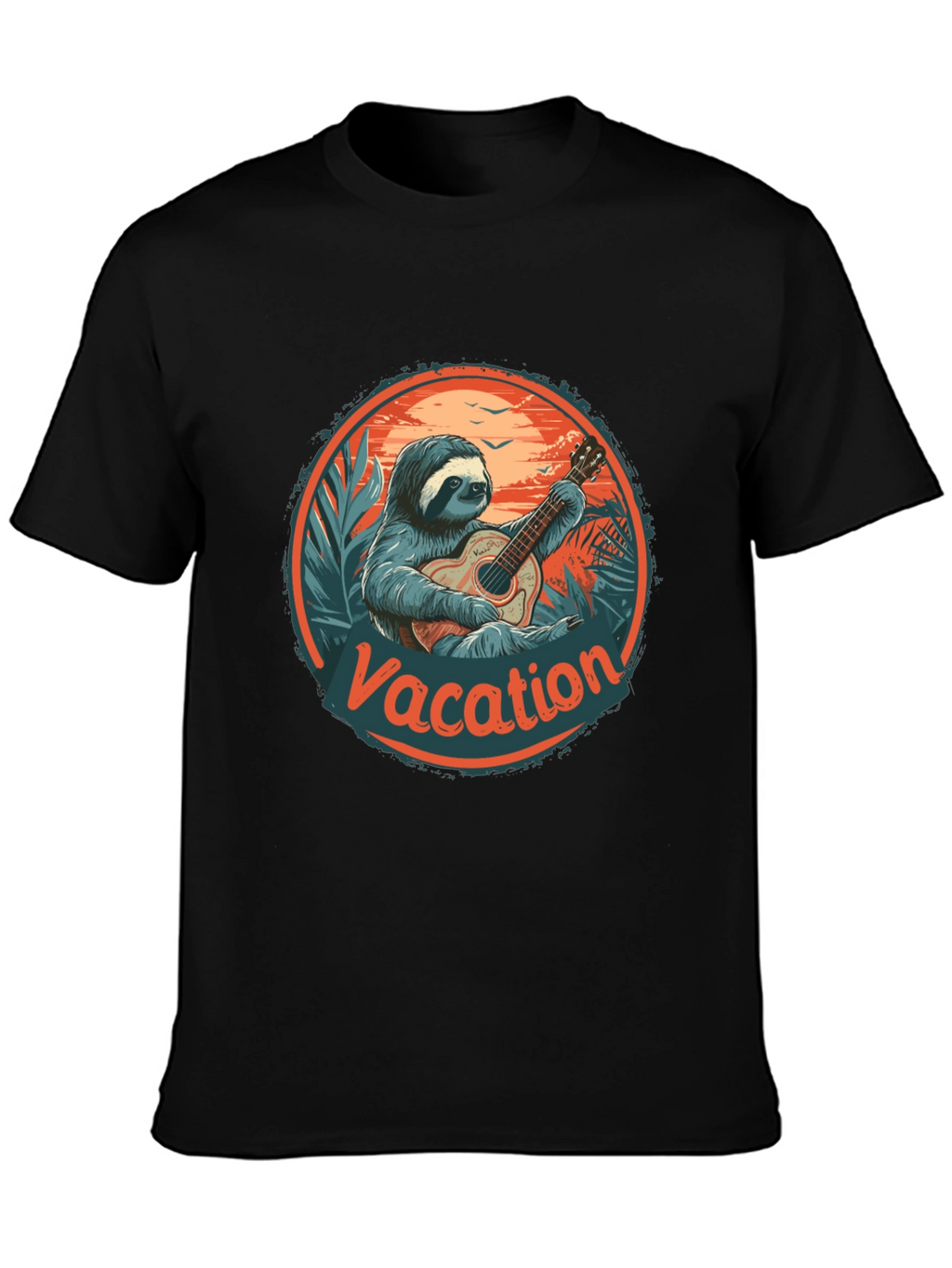 Vacation Sloth Guitar T-Shirt - Island Vibes