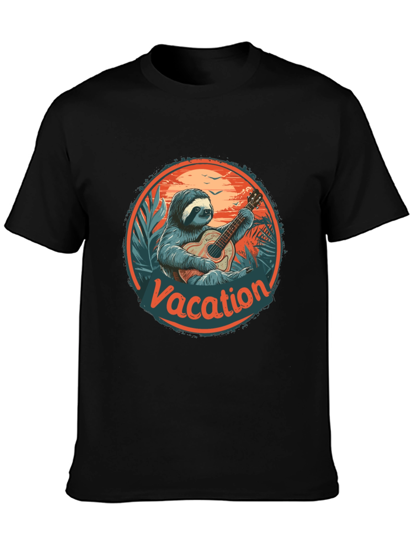 Vacation Sloth Guitar T-Shirt - Island Vibes