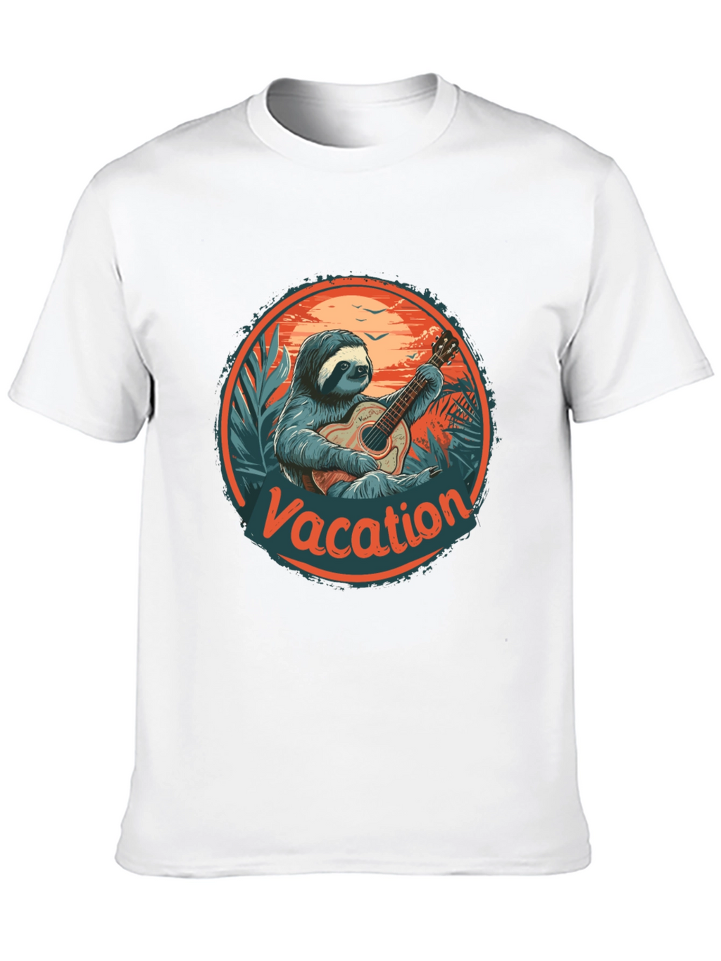 Vacation Sloth Guitar T-Shirt - Island Vibes