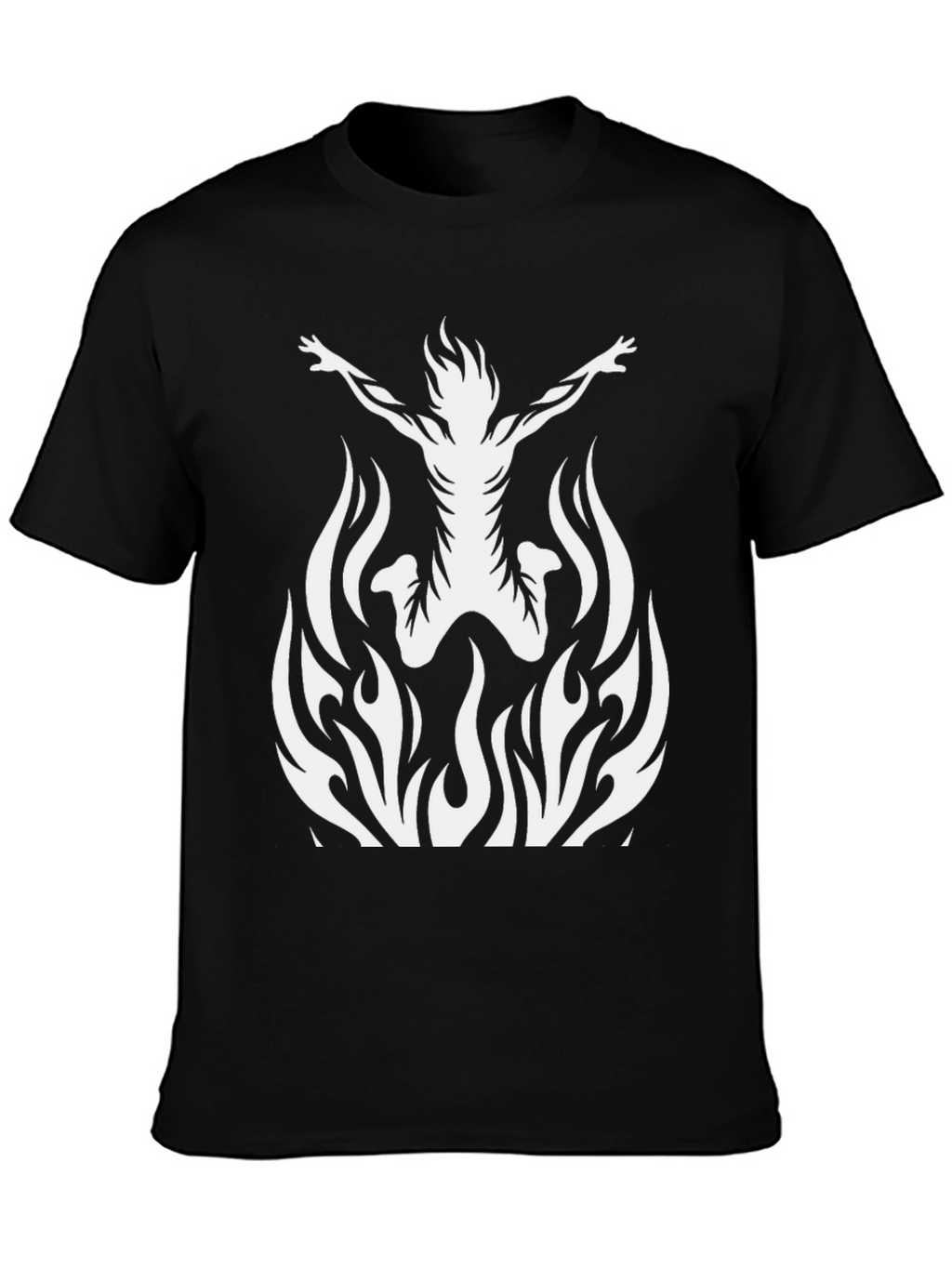 Fiery Silhouette Graphic Tee - Black Cotton T-Shirt