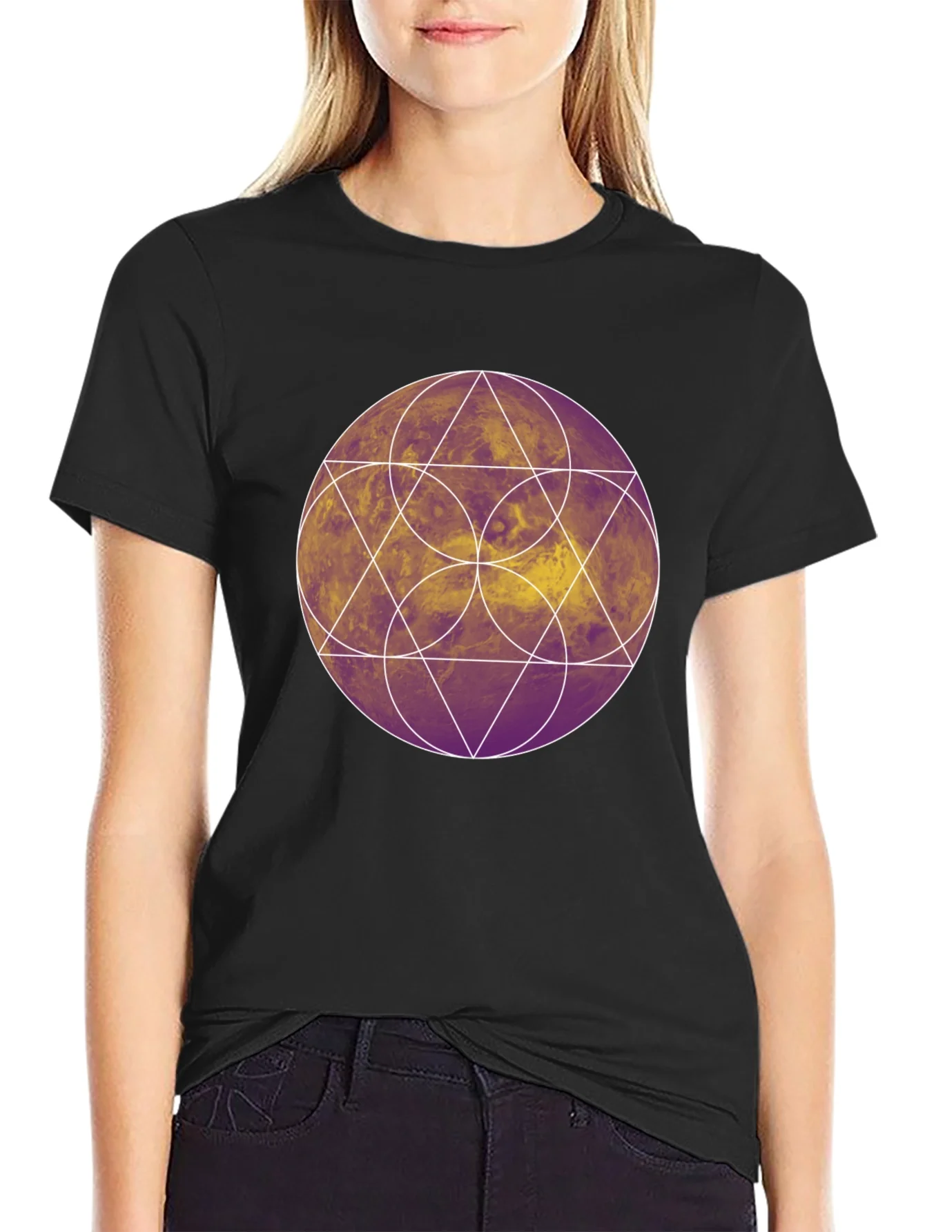 Geometric Graphic Tee - Black