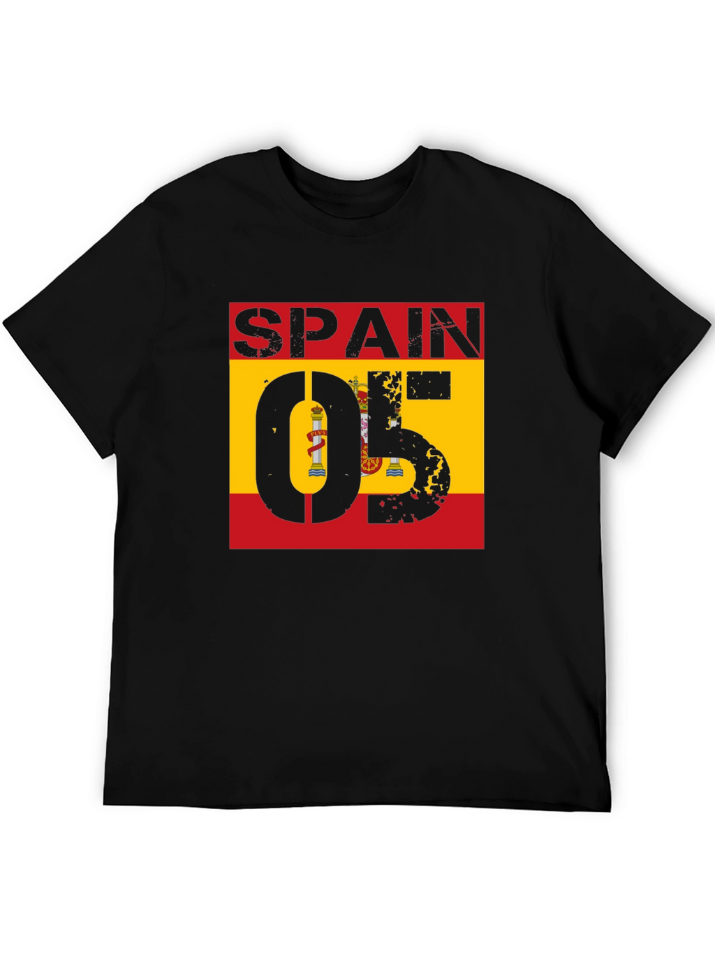 Spain 05 Flag Graphic Tee - Black Cotton Shirt