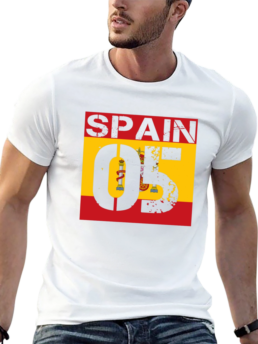 Spain 05 Flag Graphic Tee - Black Cotton Shirt