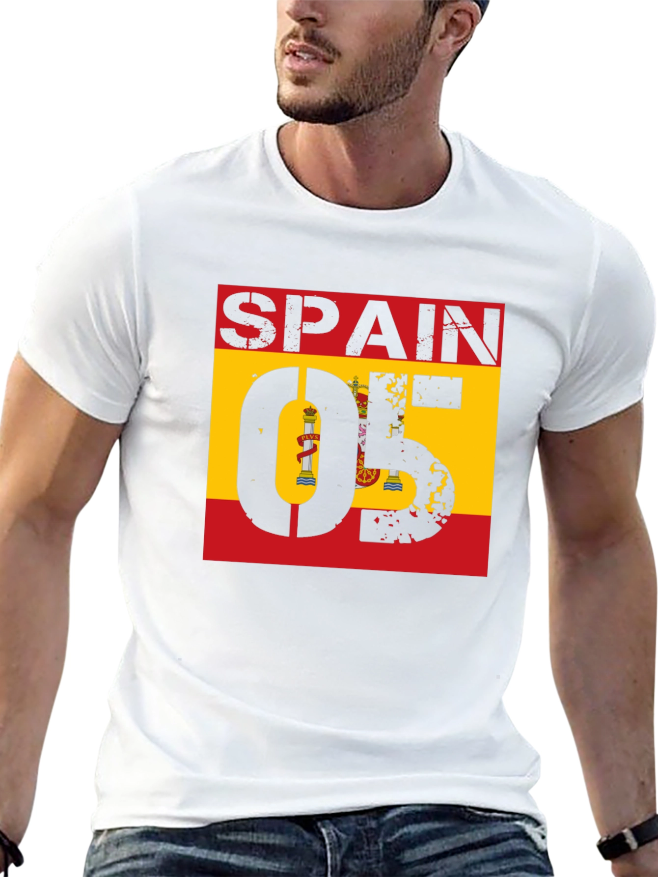 Spain 05 Flag Graphic Tee - Black Cotton Shirt