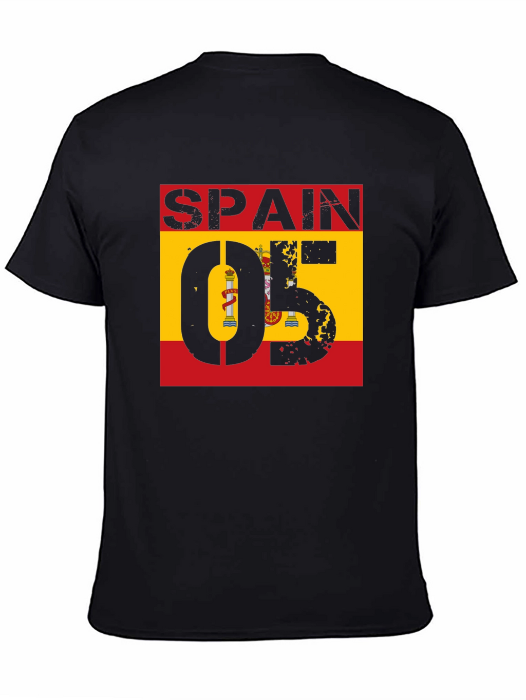 Spain 05 Flag Graphic Tee - Black Cotton Shirt