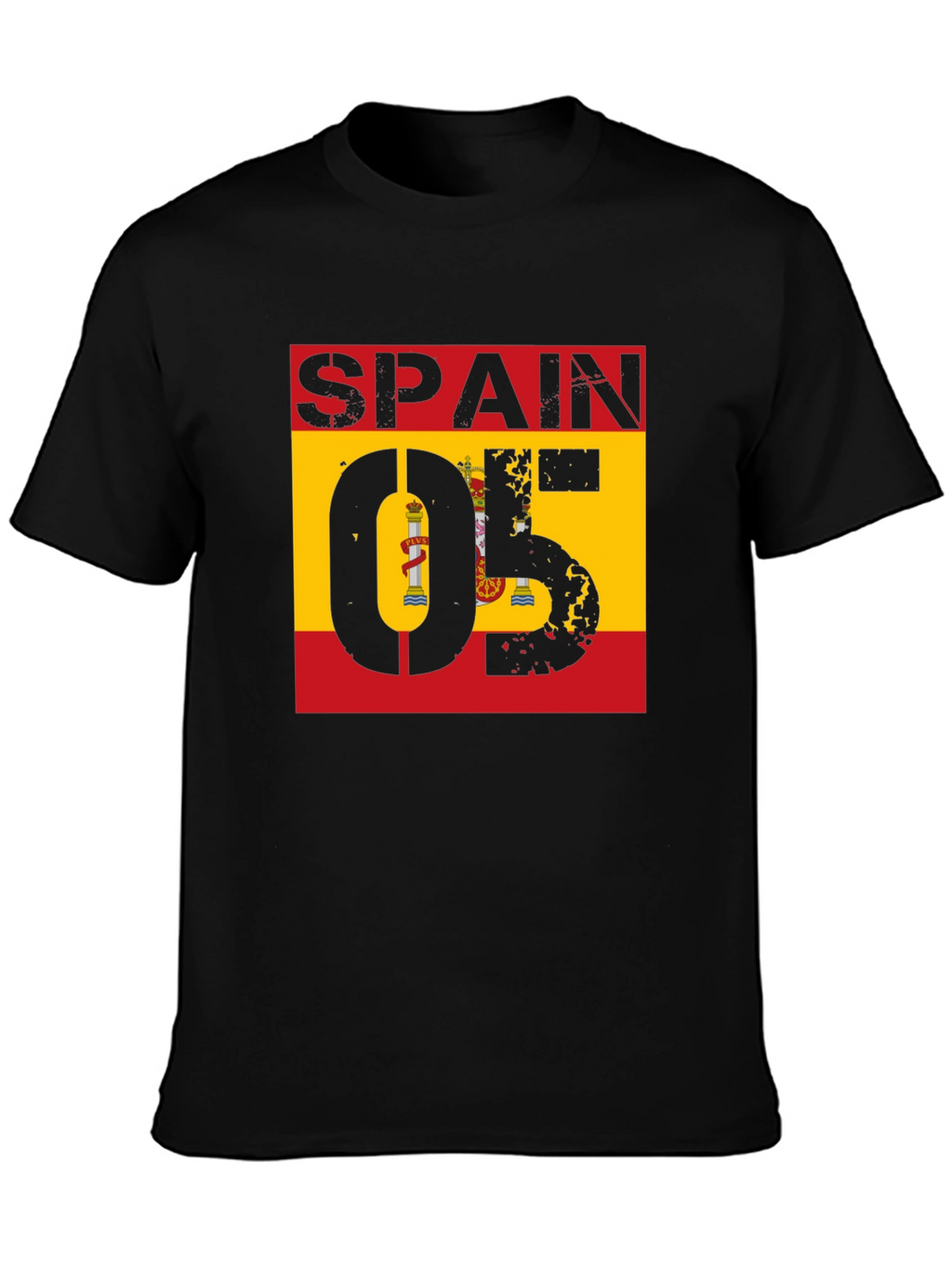 Spain 05 Flag Graphic Tee - Black Cotton Shirt
