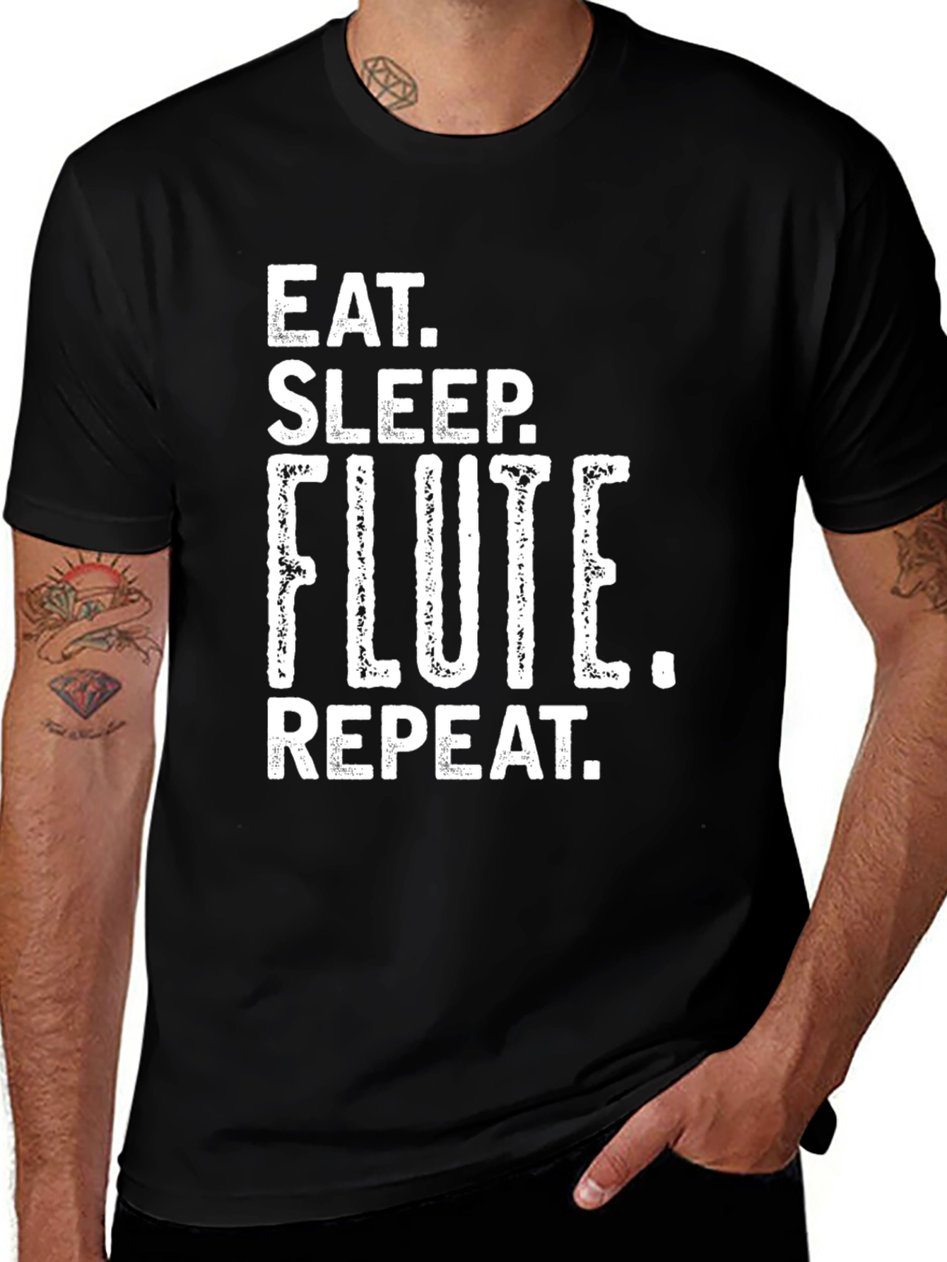 Eat Sleep Flute Repeat Graphic Tee