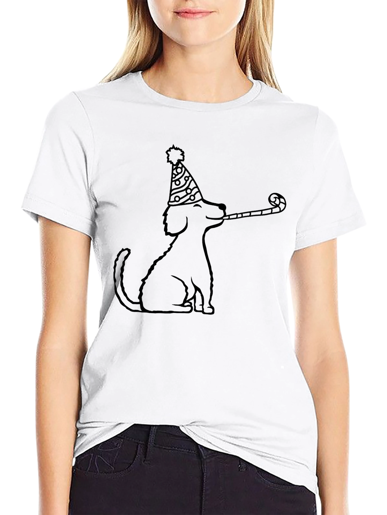 Party Dog Graphic T-Shirt - Black