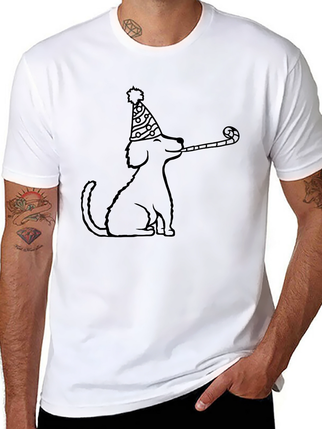 Party Dog Graphic T-Shirt - Black