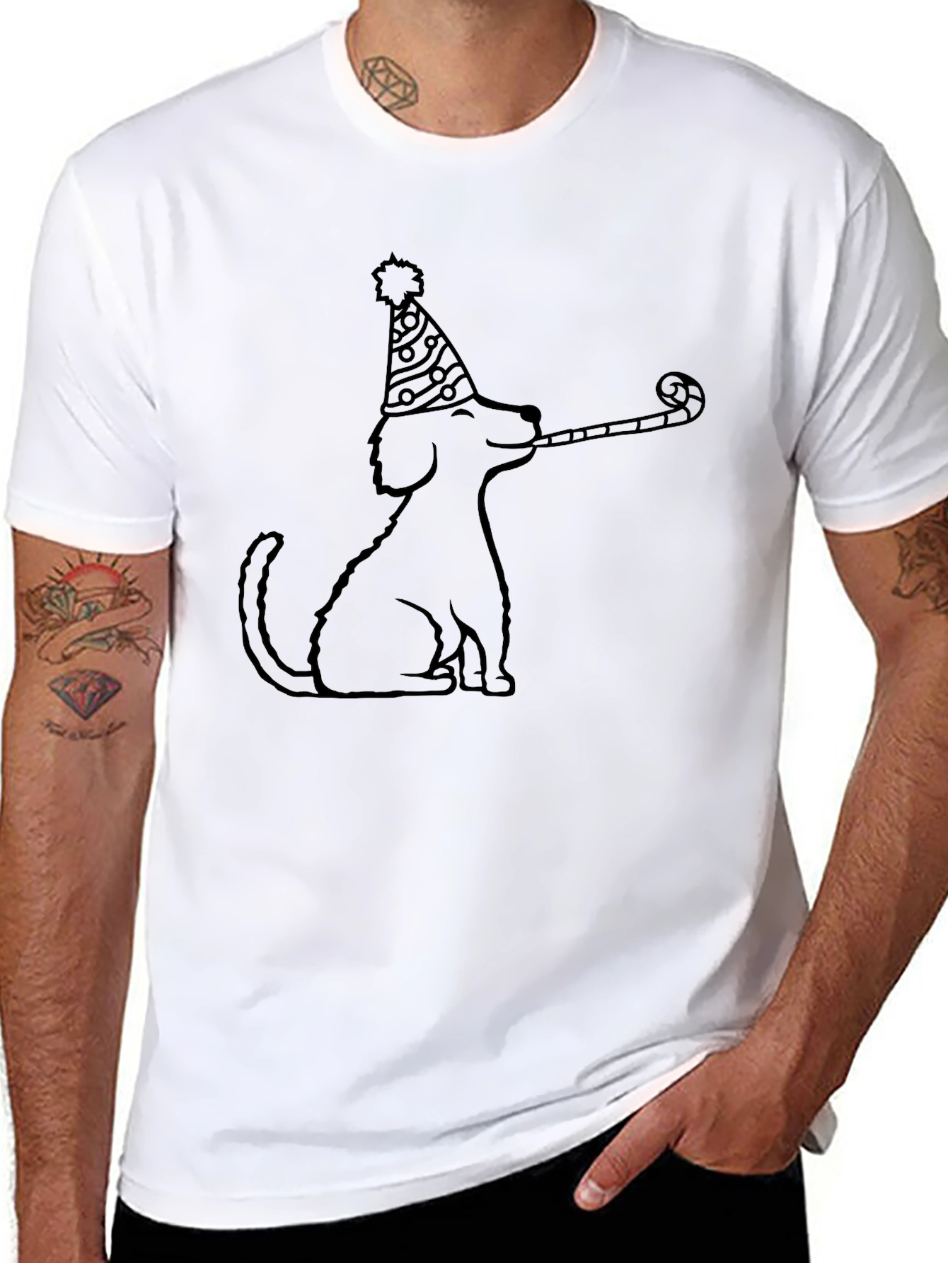 Party Dog Graphic T-Shirt - Black