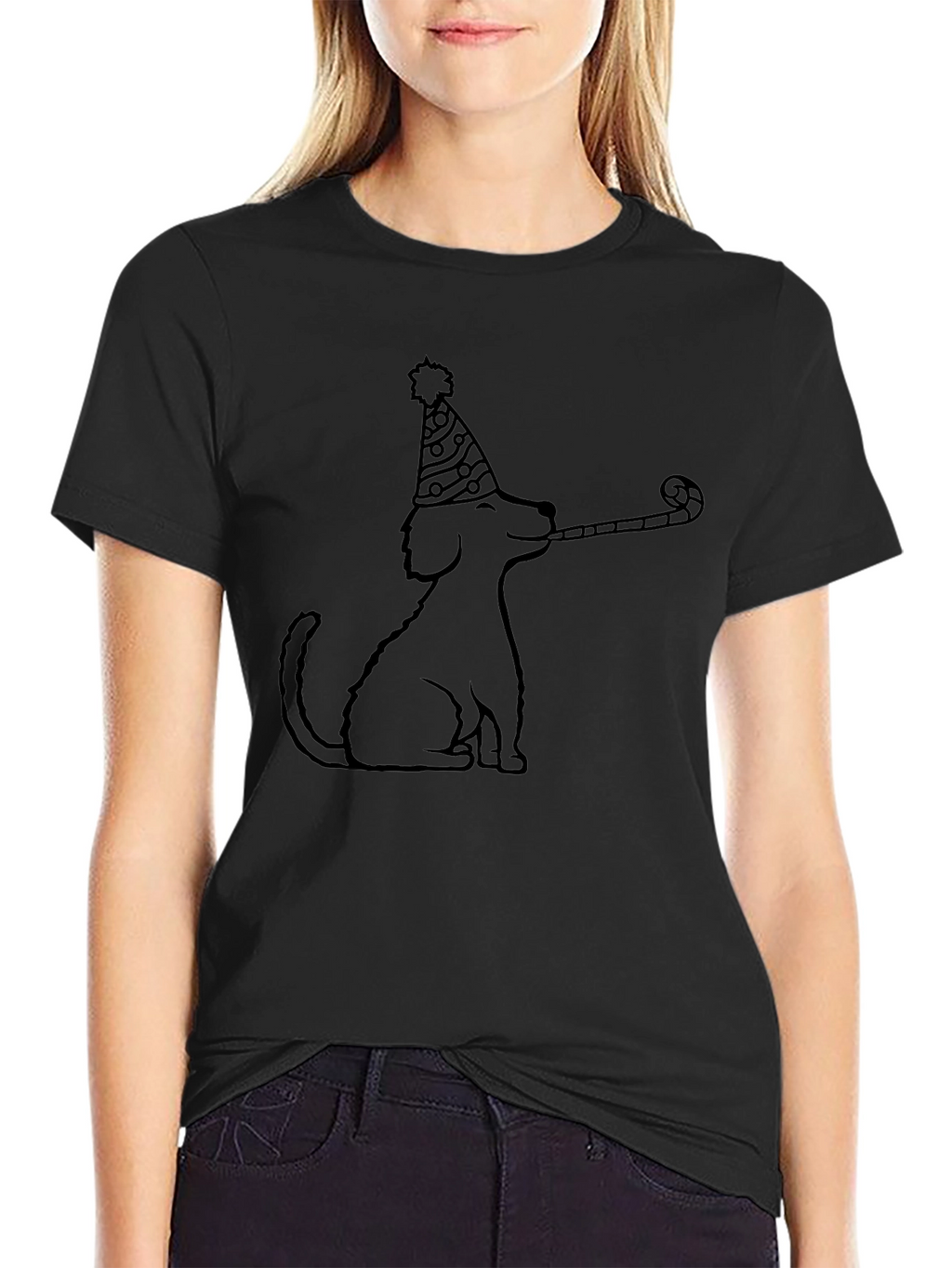 Party Dog Graphic T-Shirt - Black