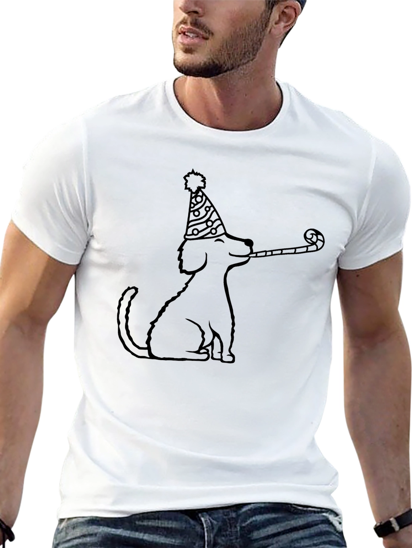 Party Dog Graphic T-Shirt - Black