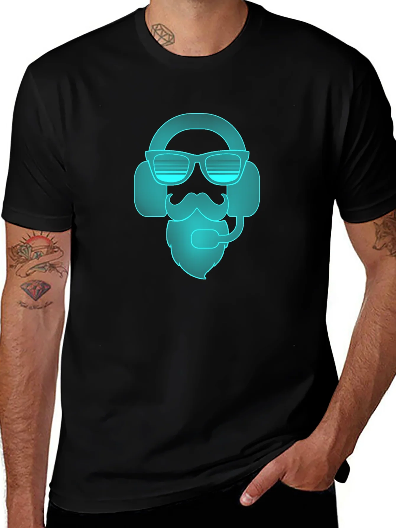 Gamer Beard T-Shirt - Black Cool Design