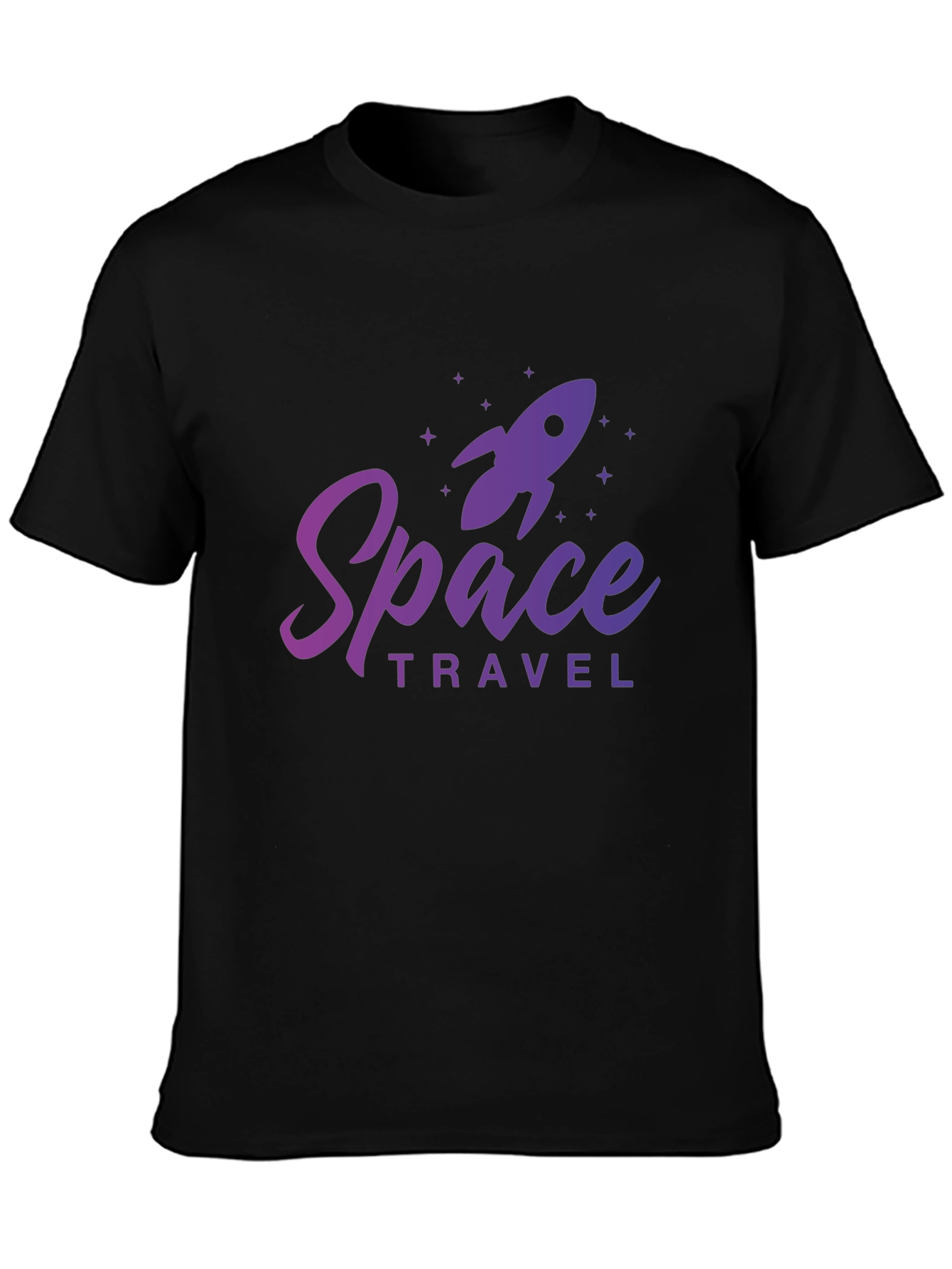 Space Travel Graphic Tee - Black Cotton T-Shirt