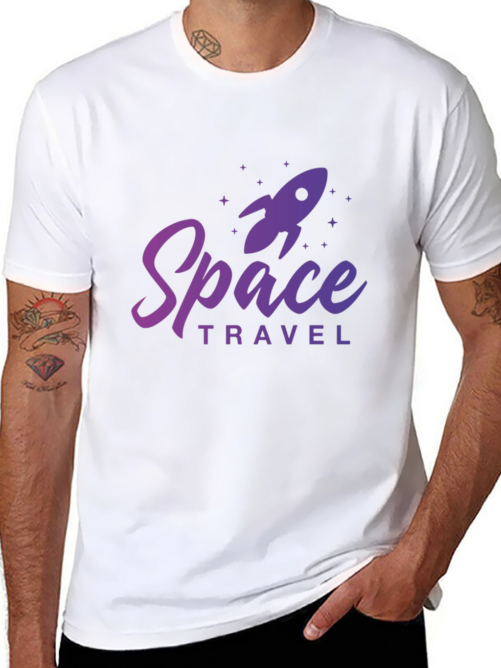 Space Travel Graphic Tee - Black Cotton T-Shirt