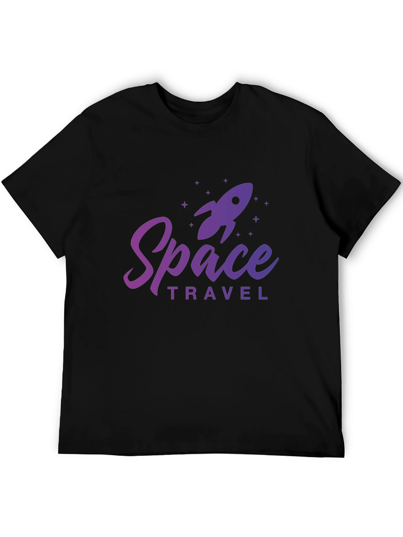 Space Travel Graphic Tee - Black Cotton T-Shirt