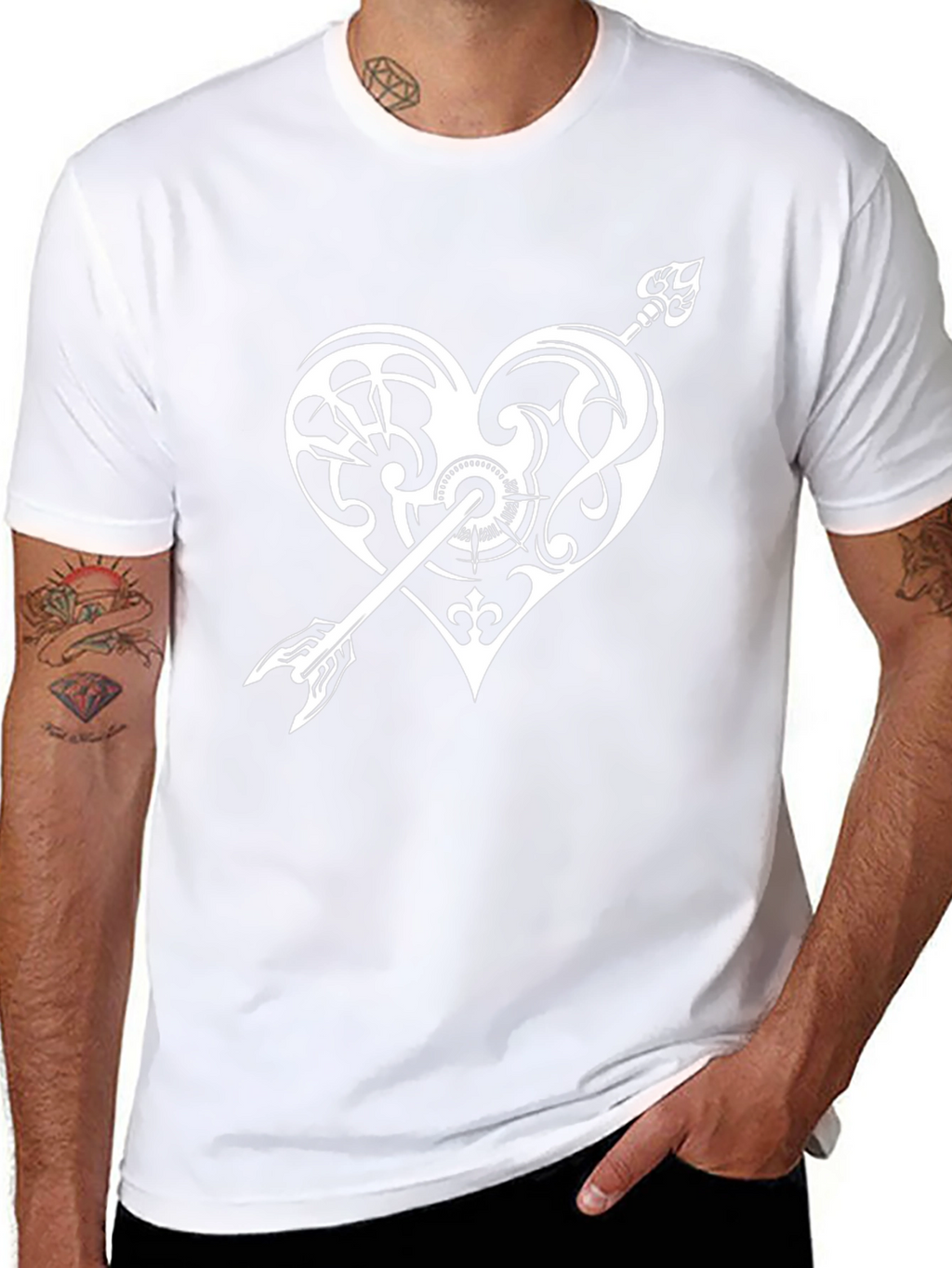 Heart Arrow Graphic Print Tee - Black