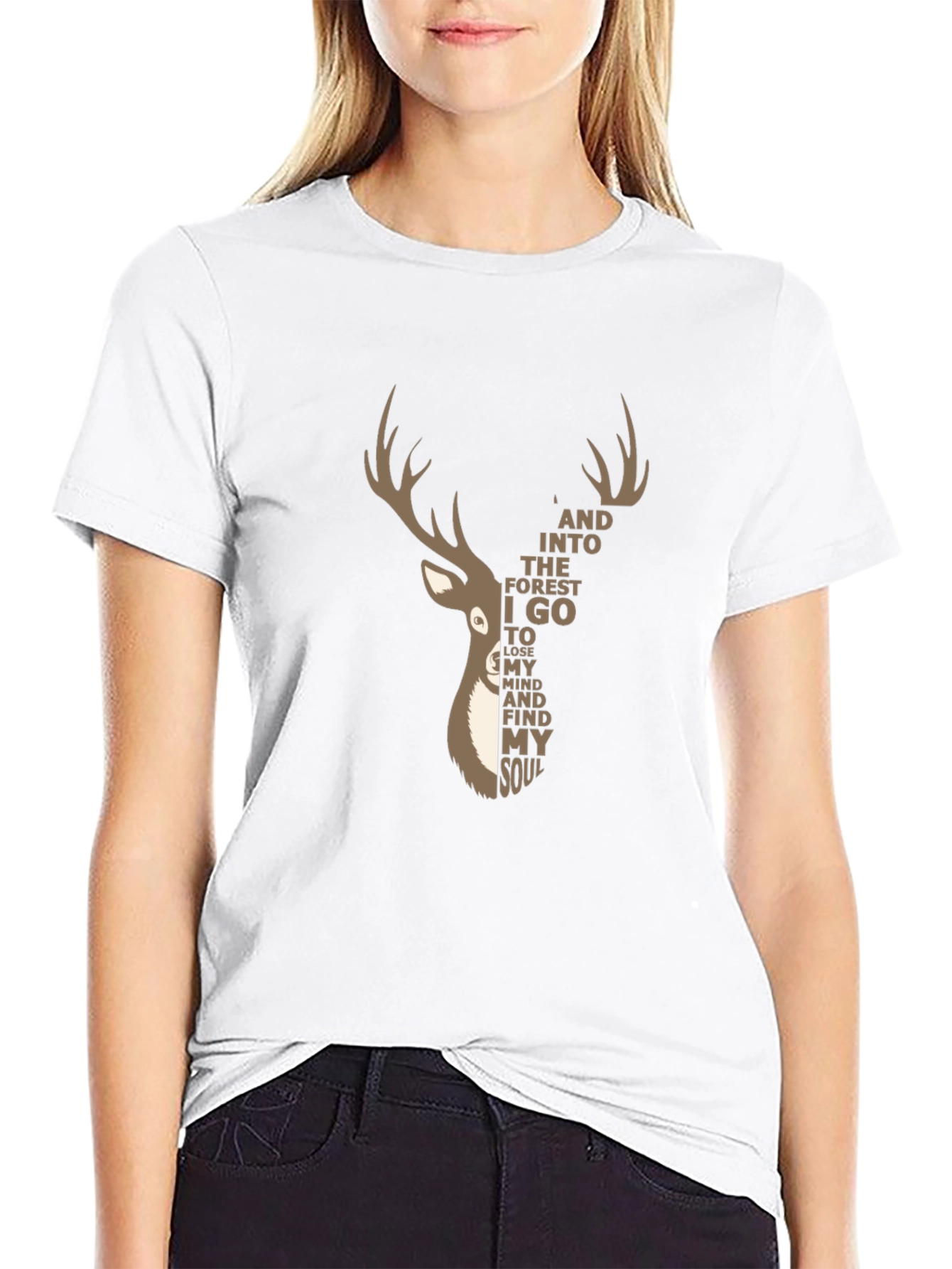 Deer Forest Soul Graphic Tee - Black