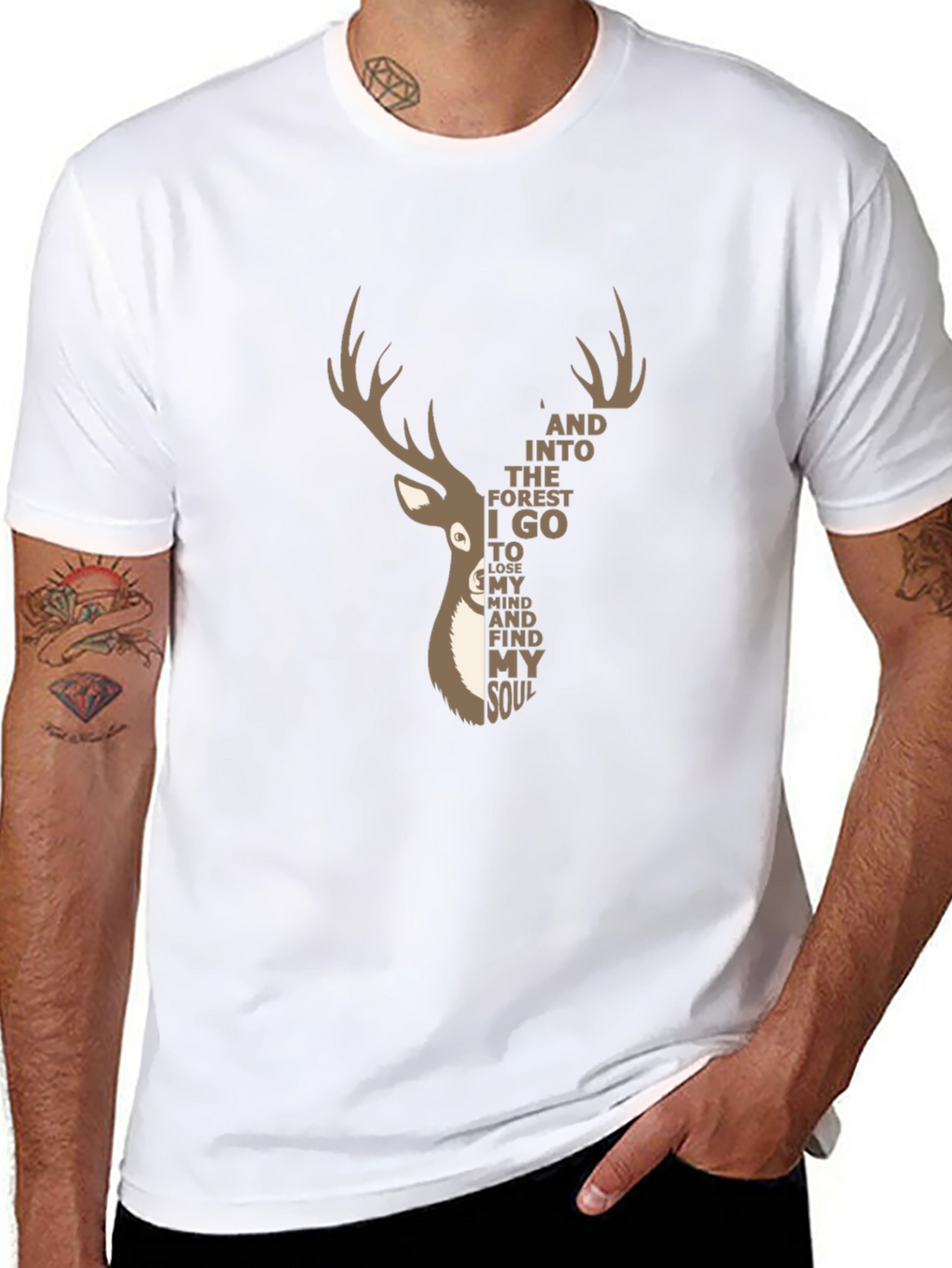 Deer Forest Soul Graphic Tee - Black