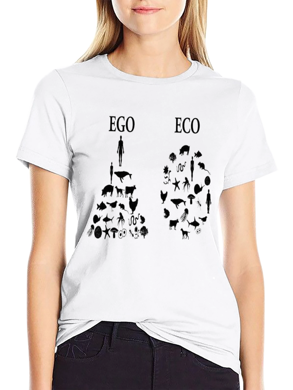 Ego vs Eco Graphic Print Black T-Shirt