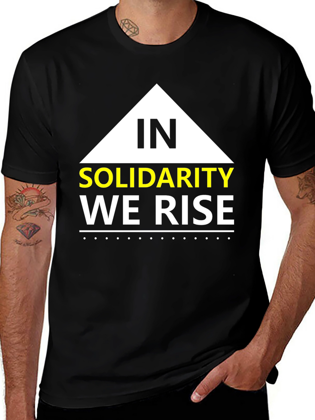 Solidarity We Rise Graphic Tee - Black Cotton