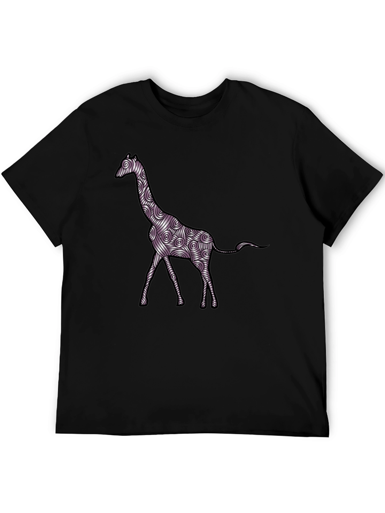 Giraffe Art Mens Black T-Shirt