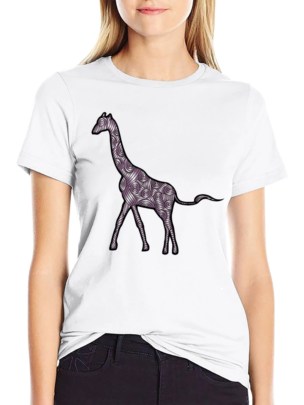 Giraffe Art Mens Black T-Shirt