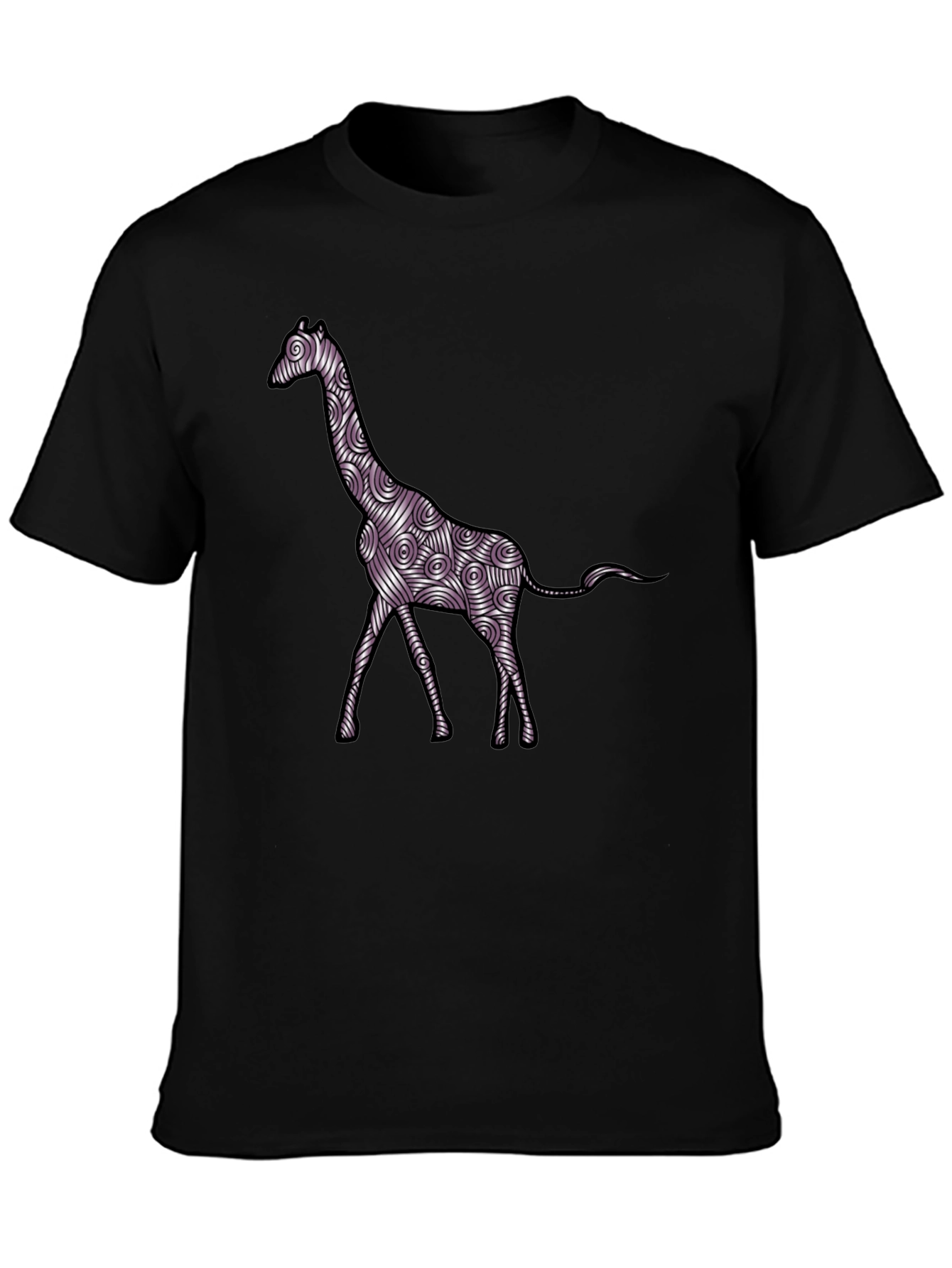 Giraffe Art Mens Black T-Shirt