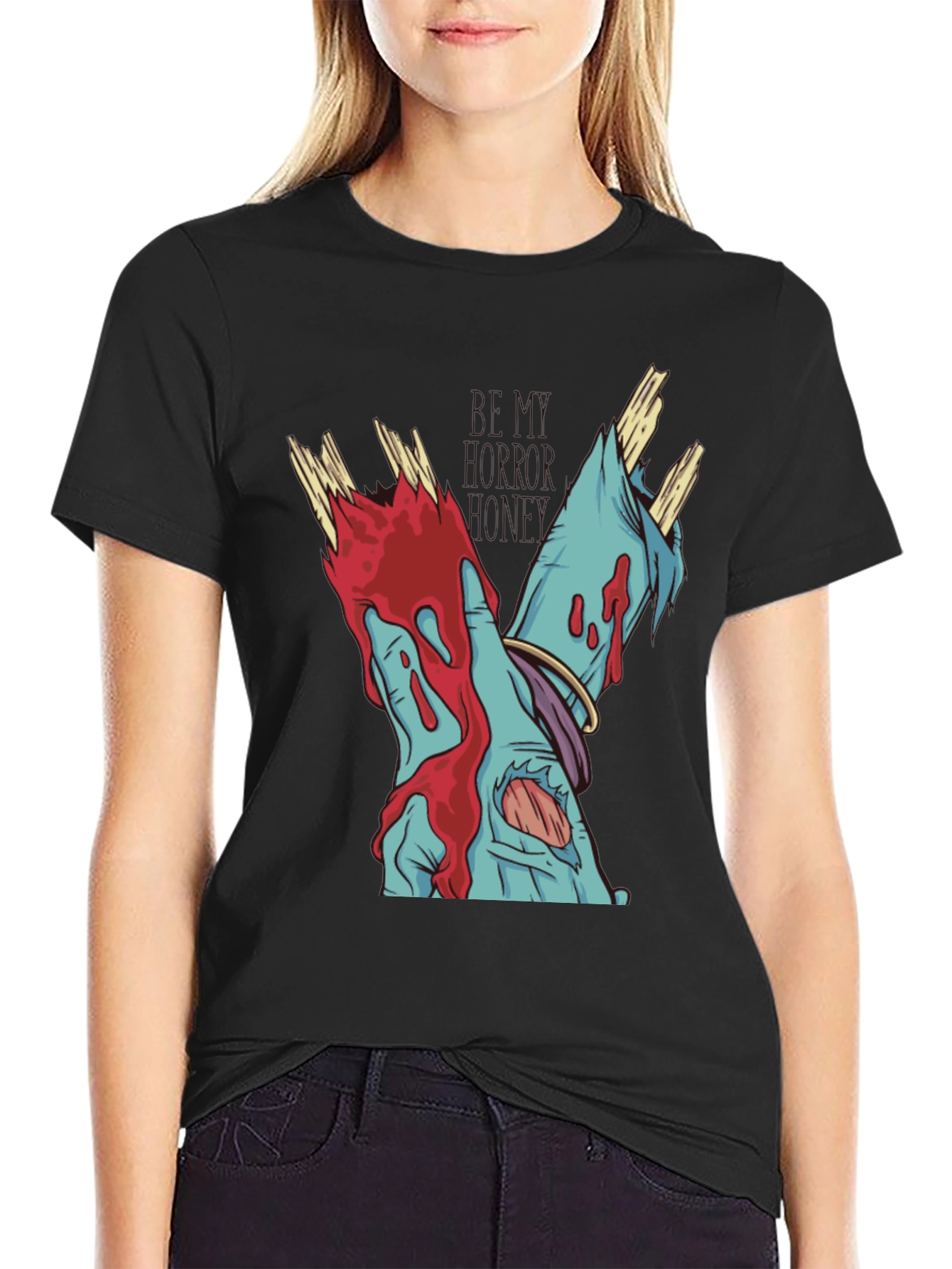 Zombie Hands Graphic Tee - Black Cotton T-Shirt