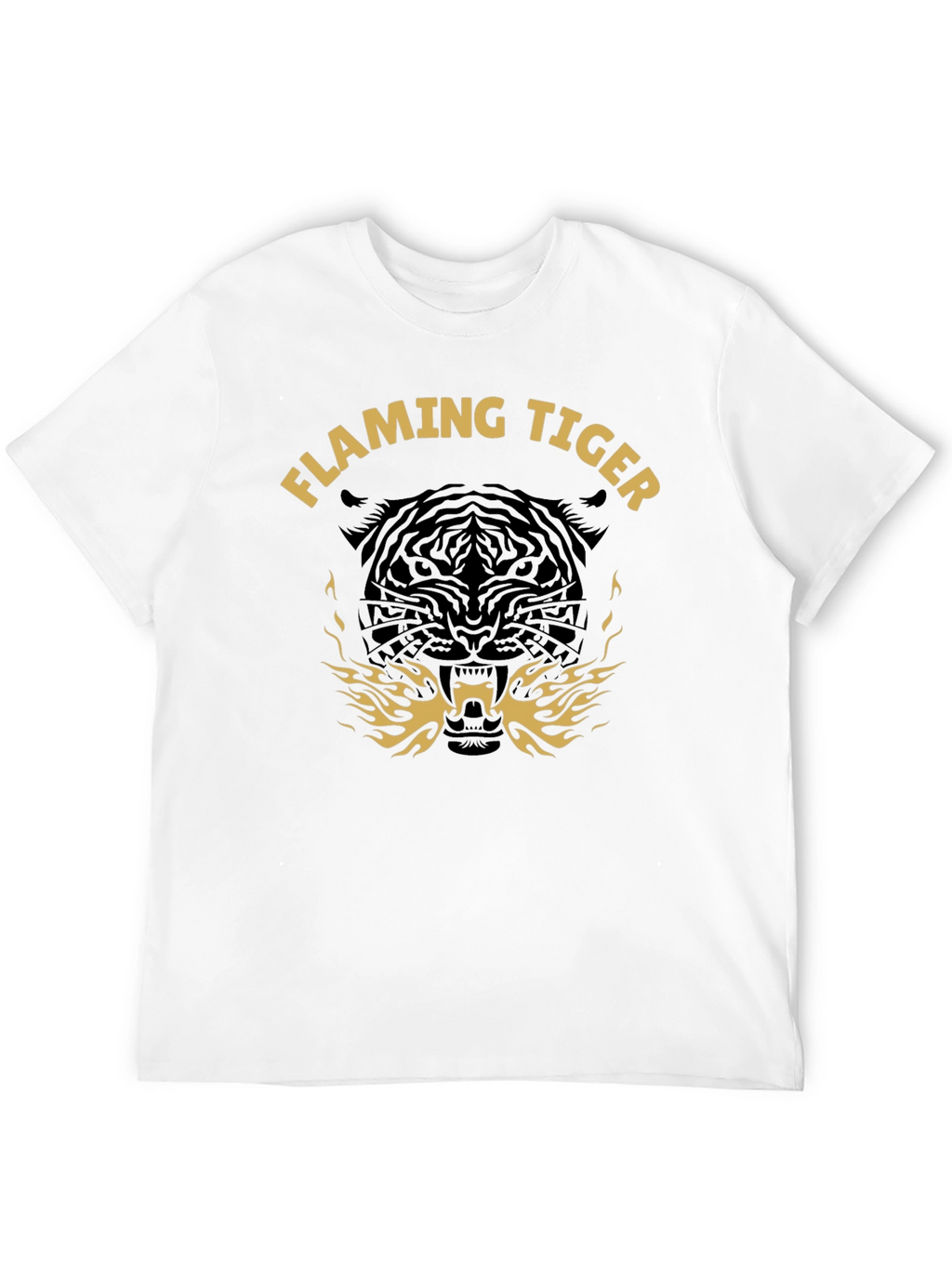 Flaming Tiger Graphic T-Shirt - Bold Black Tee
