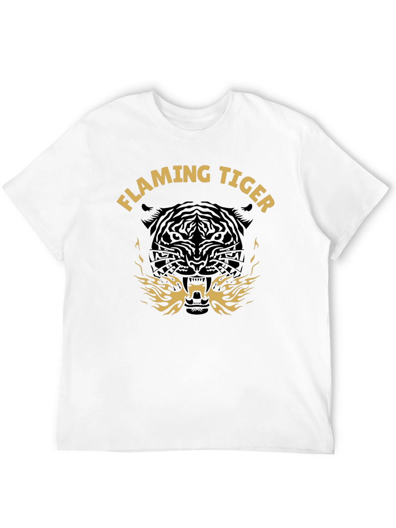 Flaming Tiger Graphic T-Shirt - Bold Black Tee