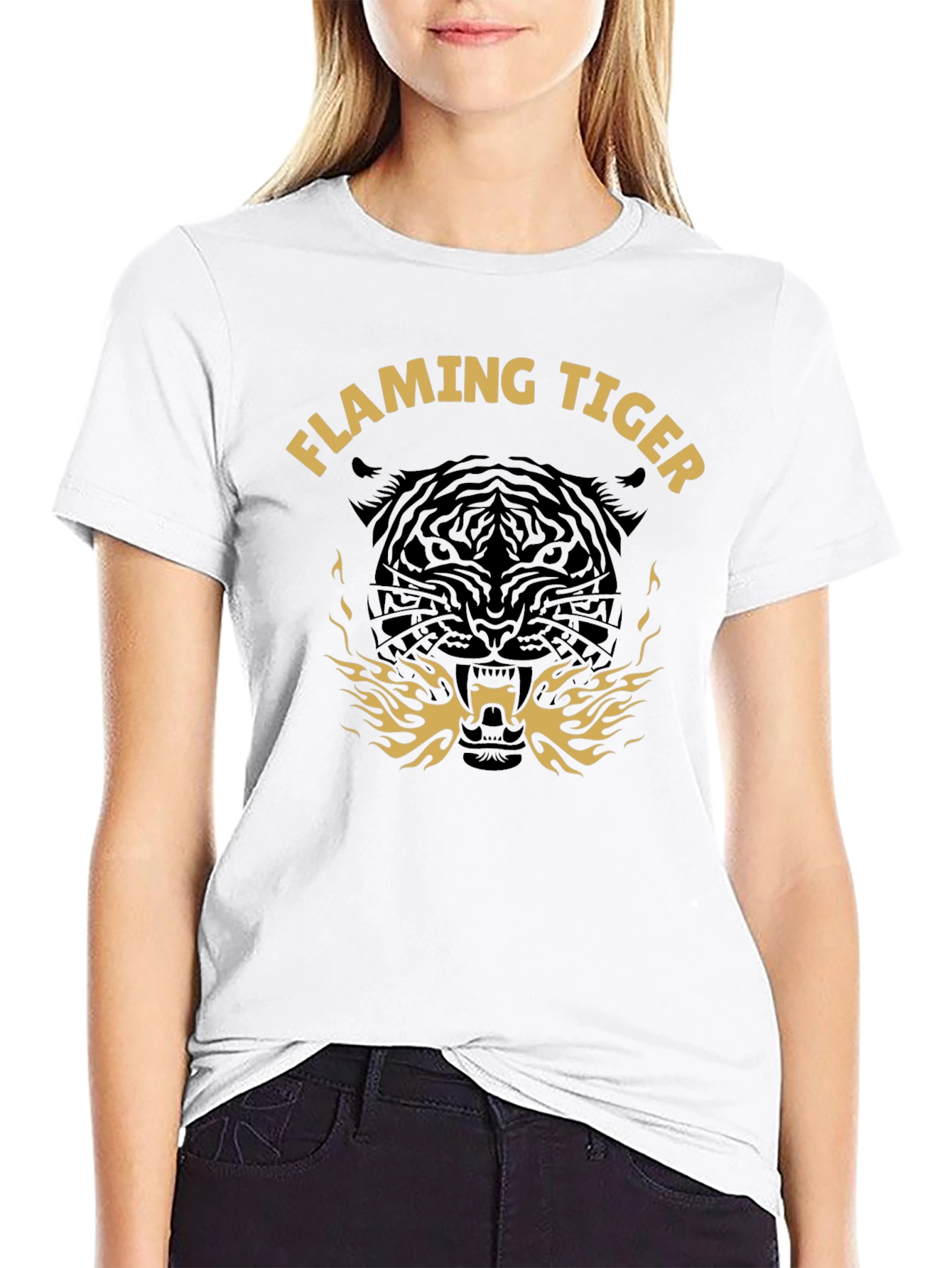 Flaming Tiger Graphic T-Shirt - Bold Black Tee
