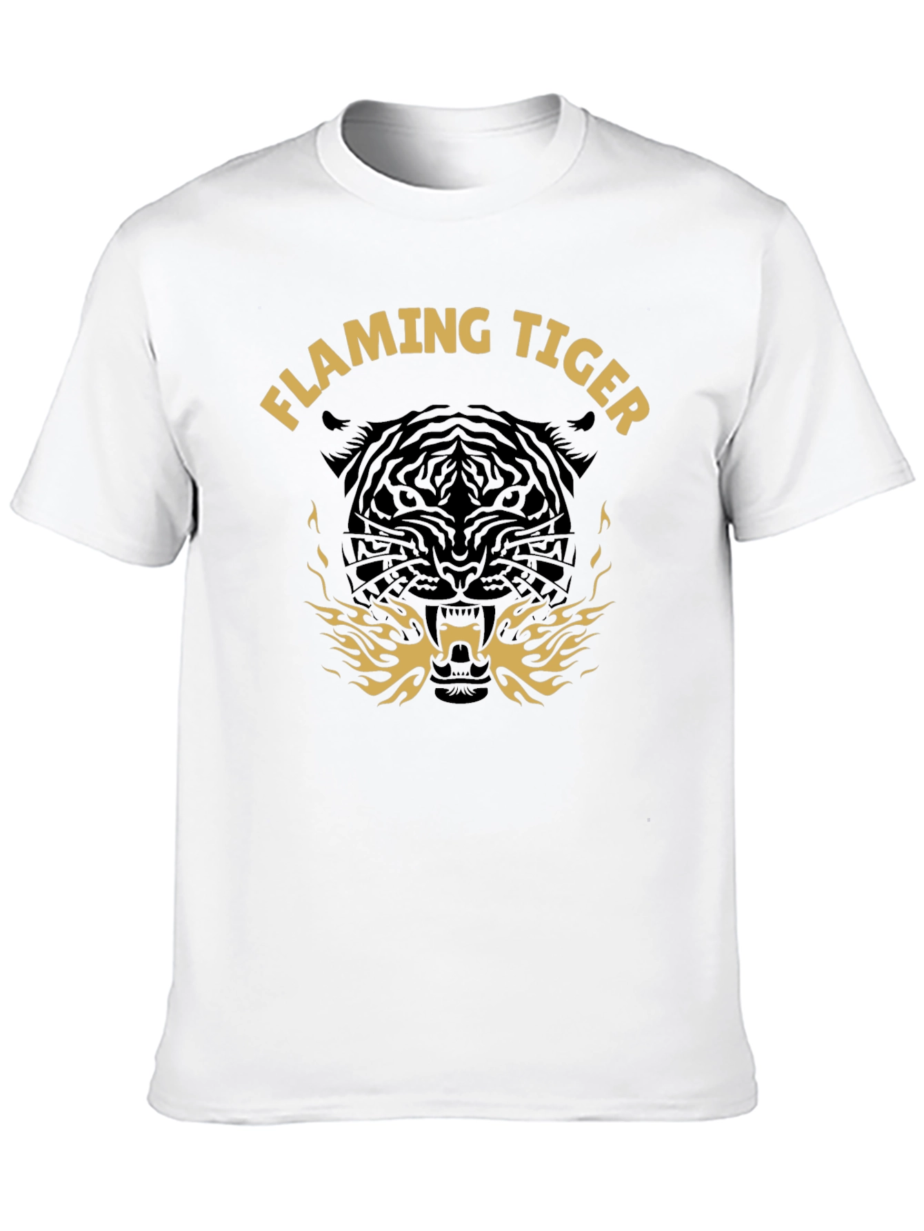 Flaming Tiger Graphic T-Shirt - Bold Black Tee