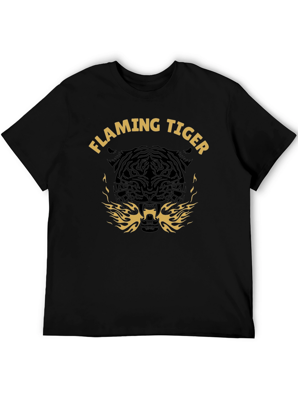 Flaming Tiger Graphic T-Shirt - Bold Black Tee