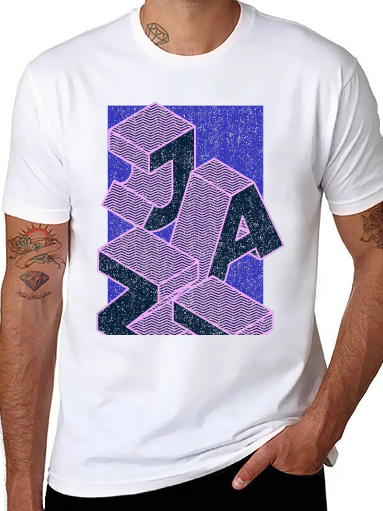 Retro Geometric Patterned T-Shirt