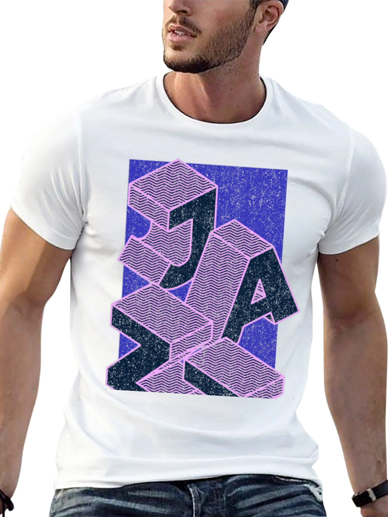 Retro Geometric Patterned T-Shirt