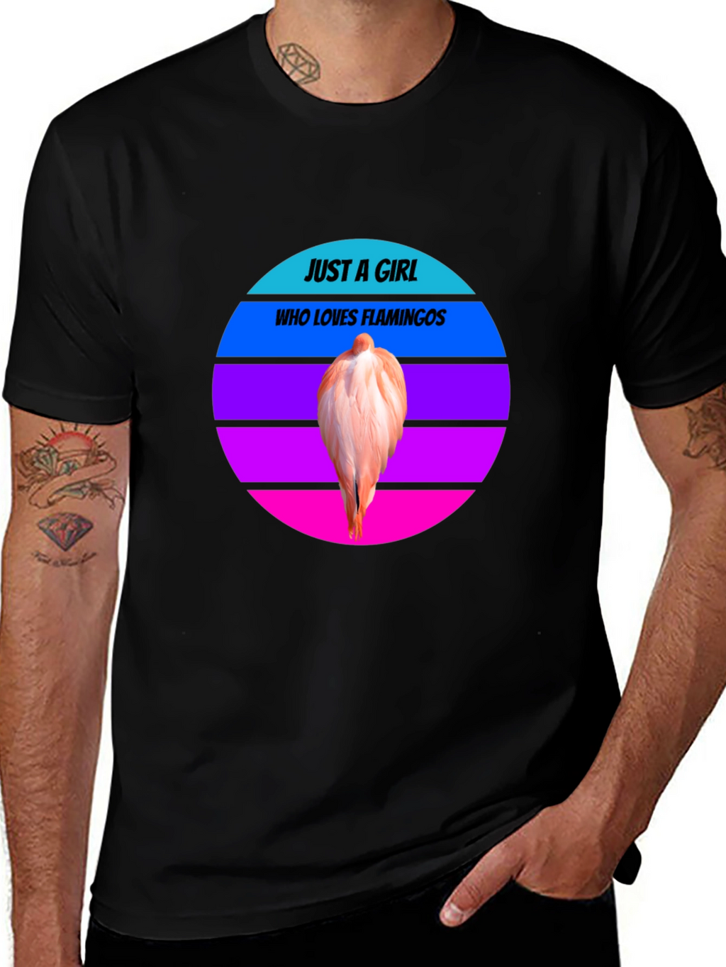 Just A Girl Who Loves Flamingos Black Tee
