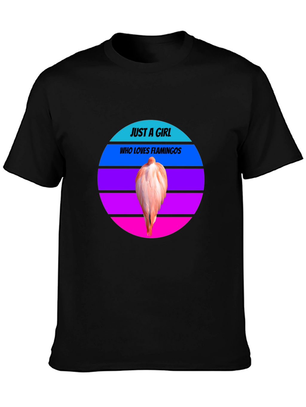 Just A Girl Who Loves Flamingos Black Tee
