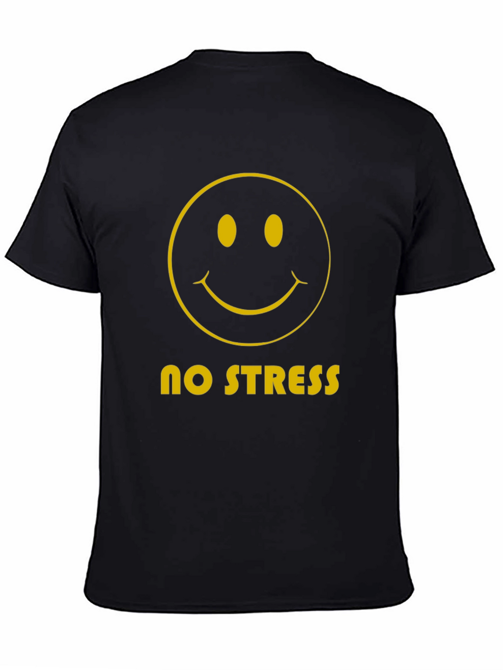 No Stress Smiley Face Graphic Tee - Black