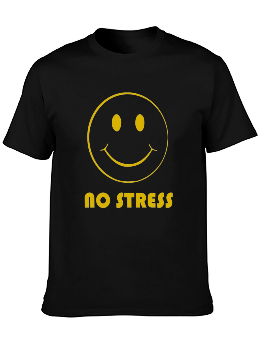No Stress Smiley Face Graphic Tee - Black