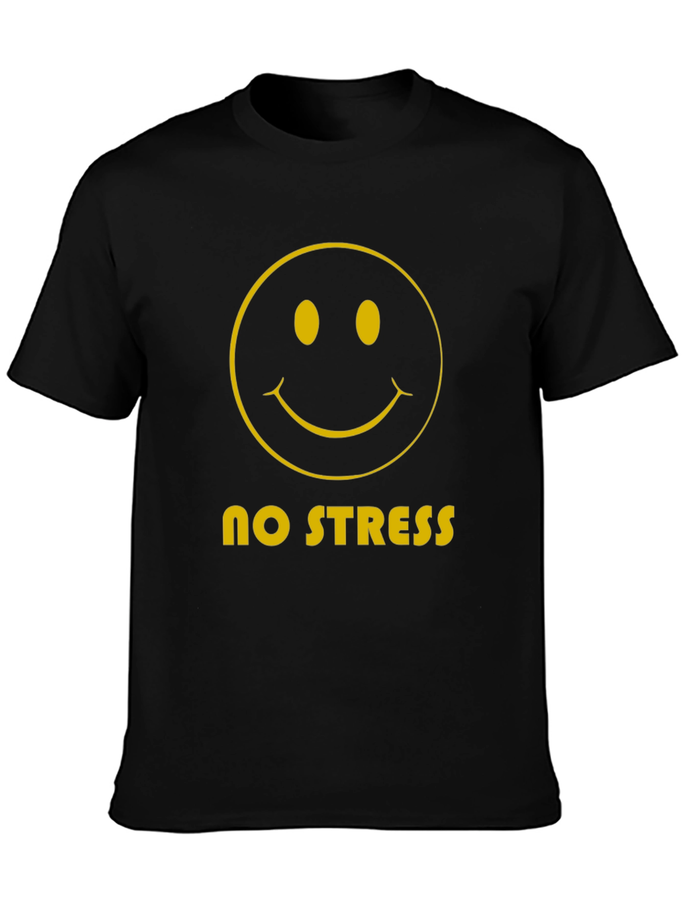 No Stress Smiley Face Graphic Tee - Black