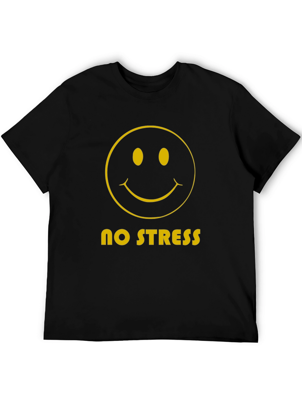No Stress Smiley Face Graphic Tee - Black
