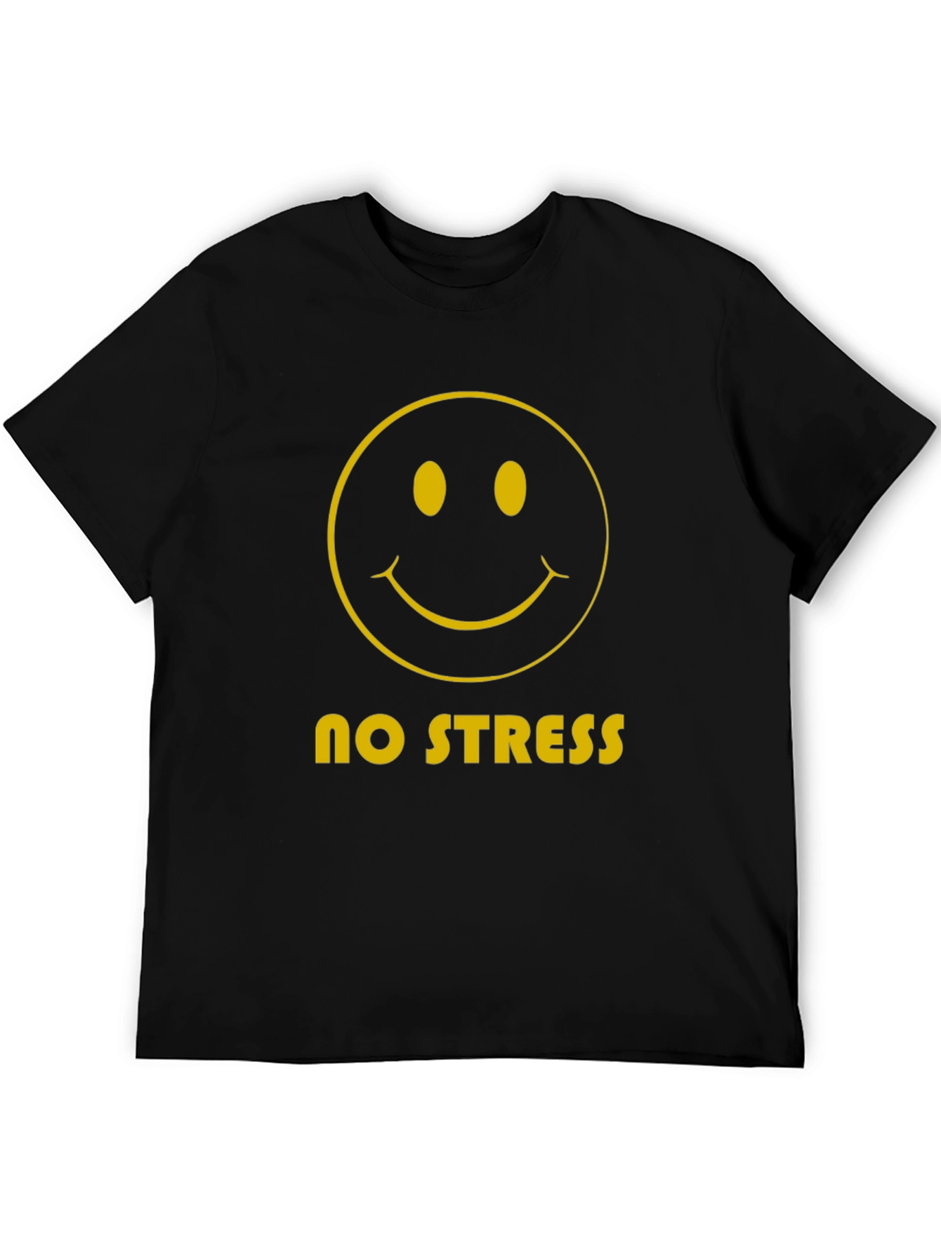 No Stress Smiley Face Graphic Tee - Black