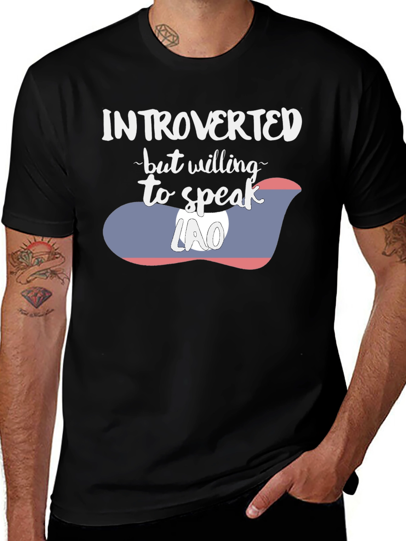 Introverted Lao Flag Graphic Tee