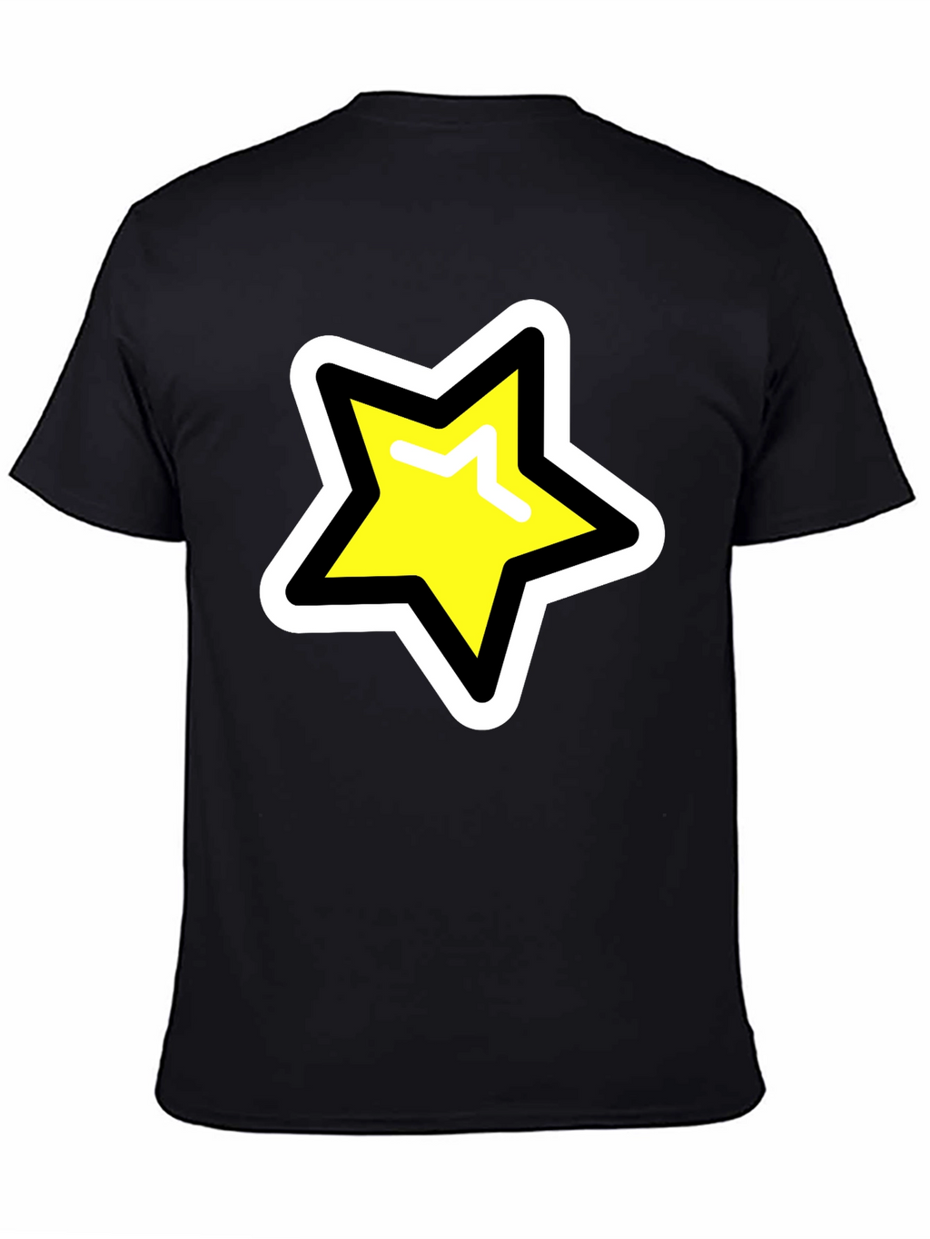 Star Graphic T-Shirt - Black Cotton Blend Casual Tee