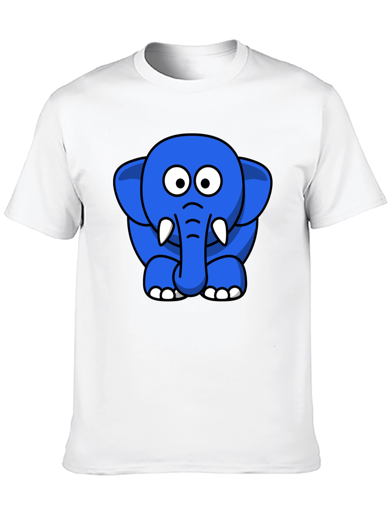 Blue Elephant Cartoon Graphic T-Shirt
