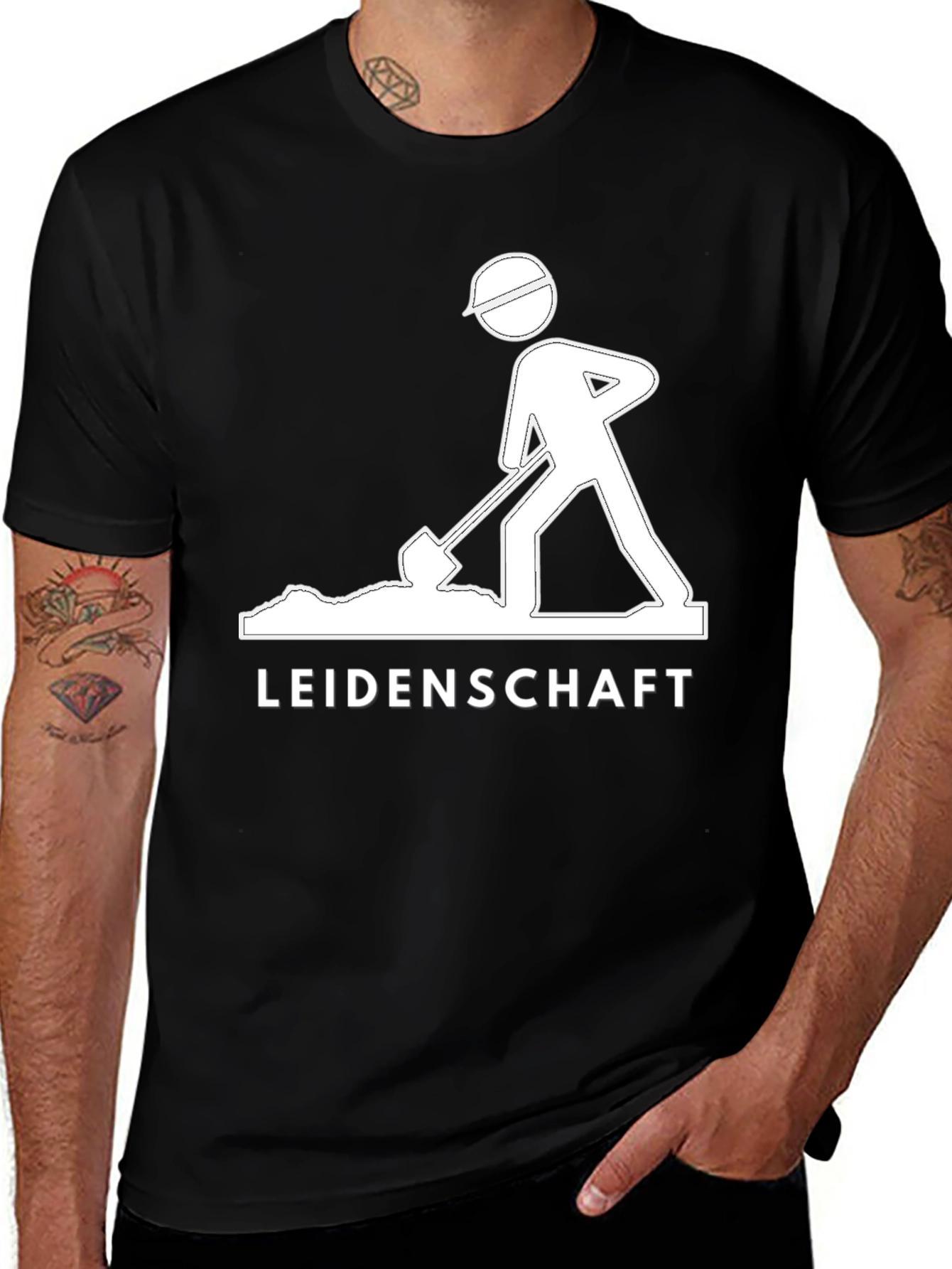 Leidenschaft Black T-Shirt - Construction Worker Graphic Tee