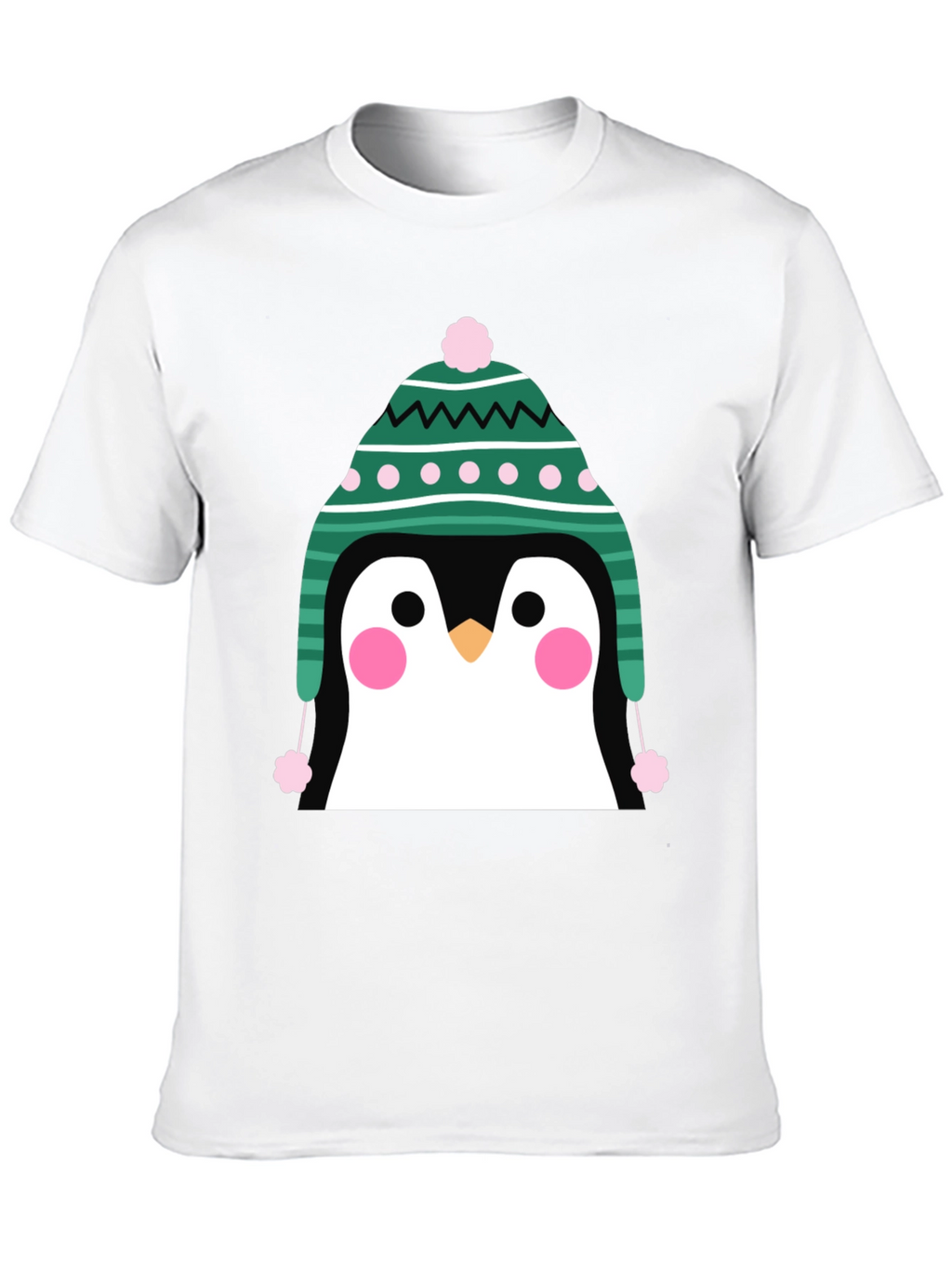 Penguin Winter Hat Graphic Tee - Cute Holiday T-Shirt